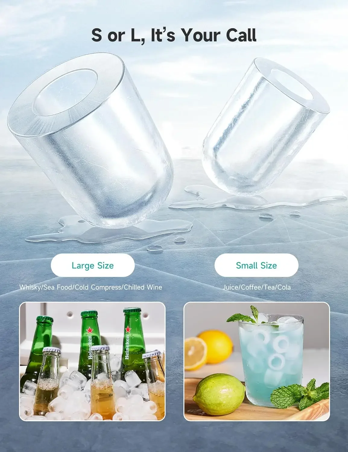 Countertop Ice Maker with Handle, Ice in 6Mins, 26 lbs/Day,Portable Ice Maker Machine with Self-Cleaning for Apartment/Under 5