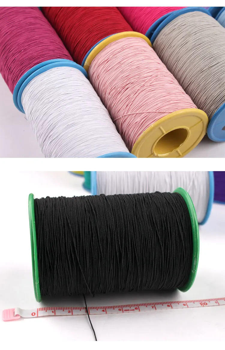 Description Picture 3 of item0.5MM core elastic thread extremely fine round elastic rope sewing bottom thread rubber band elastic belt large roll black white
