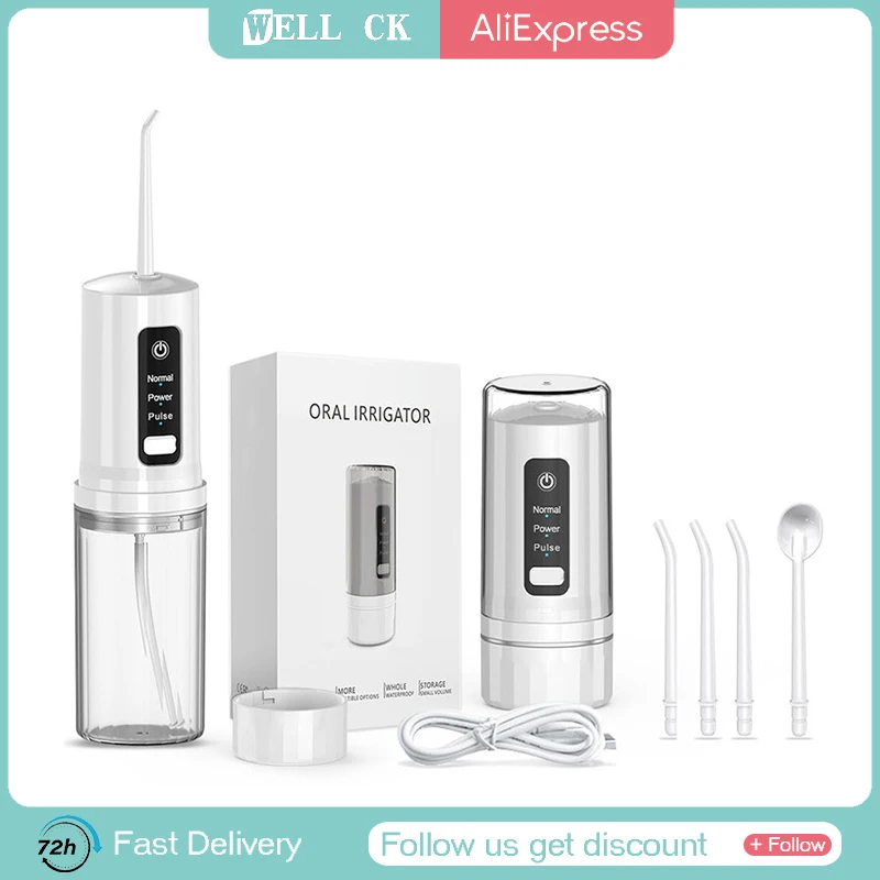 WDD-A19 New Oral Dental Irrigator Portable Water Flosser USB Rechargeable 3 Modes IPX7 230ML Water for Cleaning Teeth