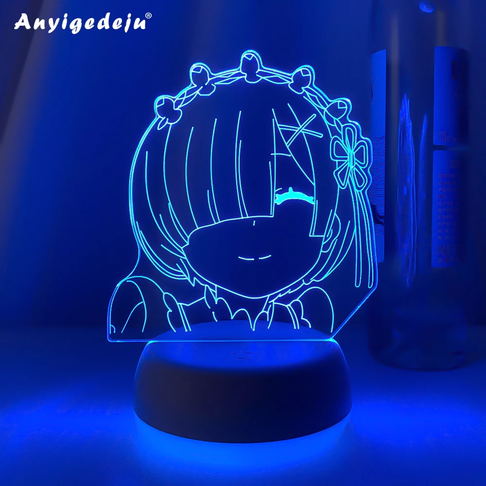 

Новейшая 3d аниме лампа Re Zero, начальная жизнь в другом мире, светодиодный ночсветильник для комнаты, декор, светильник, подарок, Re Zero Rem светильник s