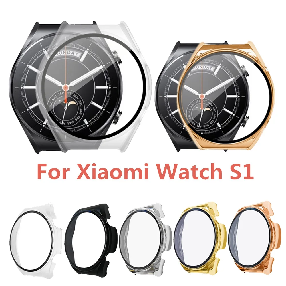 

Полный защитный чехол для Xiaomi Watch S1, защитный чехол для экрана, PC покрытие, жесткий чехол с закаленным стеклом, аксессуары Flm