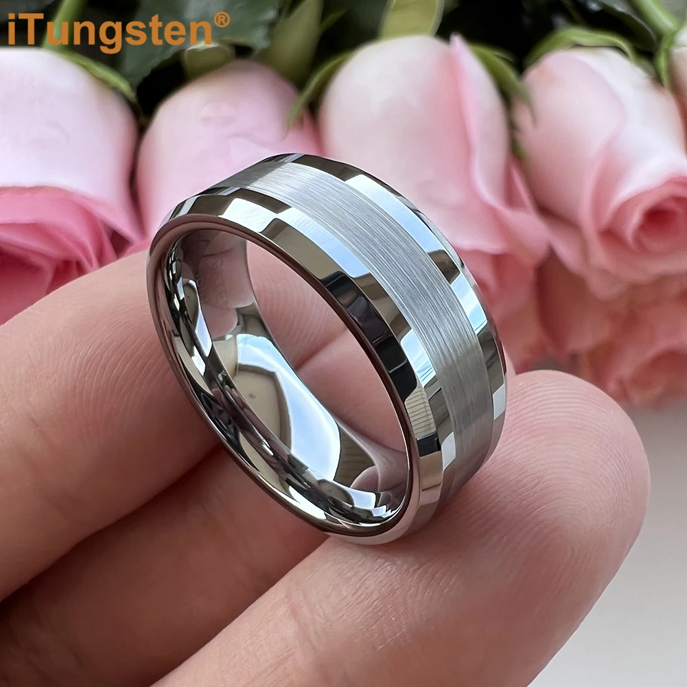 6mm 8mm Engagement Wedding Band Gold Plated Tungsten Finger Ring Men Women Couple Fashion Jewelry Comfort Fit