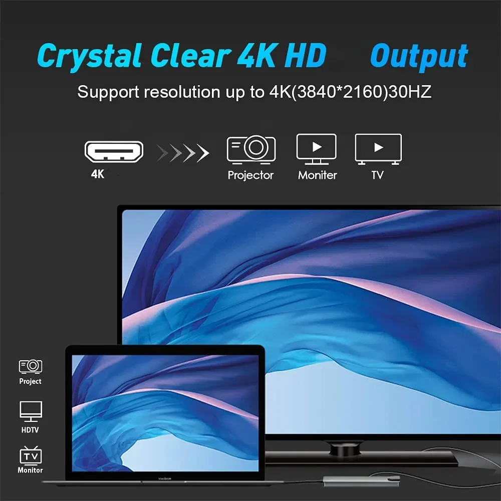 USB 3.0 Hub For Laptop Adapter PC Computer PD Charge Dock Station RJ45 HDMI-compatible TF/SD Card Notebook Type-C Splitter 5