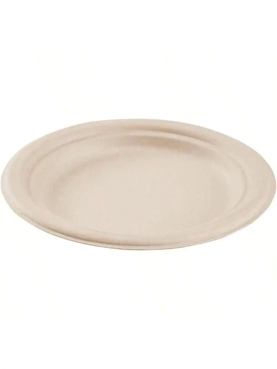 KARAT EARTH 7'' PFAS Free Compostable Bagasse Round Plates Natural Case of 1 000