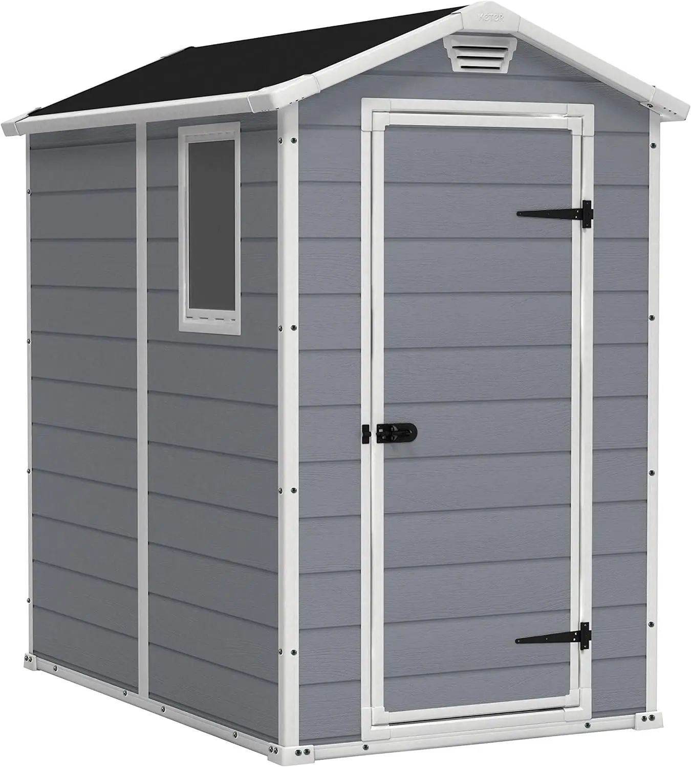 Keter Manor 4x6 Resin Outdoor Storage Shed Kit-Perfect to Store Patio Furniture, Garden Tools Bike Accessories,Grey & White