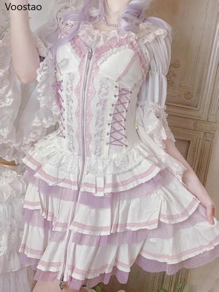 Gothic Lolita Y2k Dress Women Vintage Victorian Harajuku