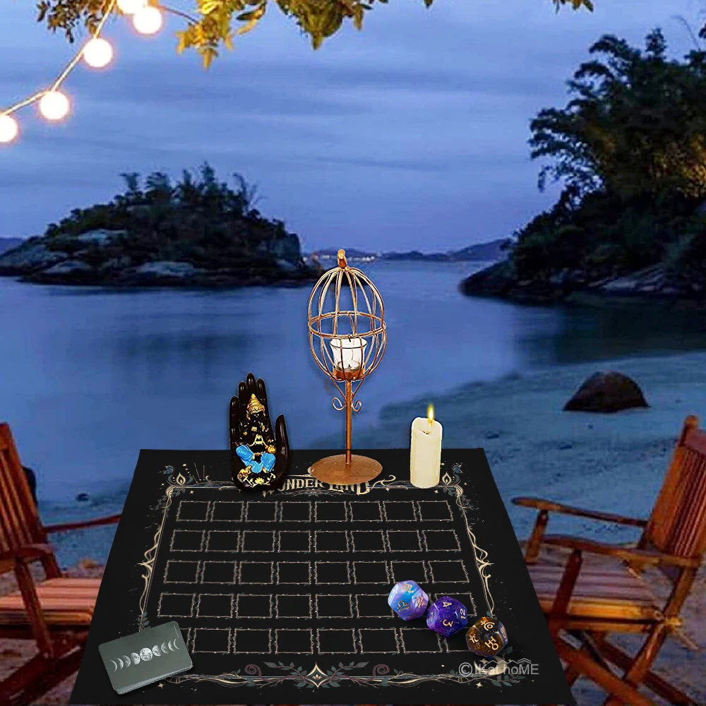 Lenormand Cards Oracle Deck Table Cloth Tarot Tablecloth Rana Divination Witchcraft Astrology Supplies 40 lattice 100CM Black
