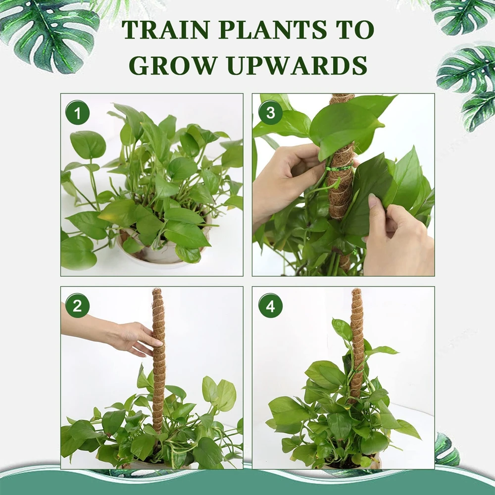Moss Pole Coco Coir Poles for Climbing Plants Bendable Plant Support Sticks for Moss Totem Pole Plant Support Monstera Growth
