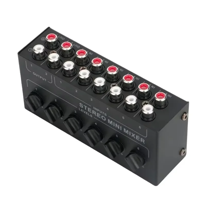 4 6 Channels Passive Mixer Audio Professional Audio Stereo Mixer Sound Portable RCA Input Ultra Low Noise for Live Studio audio mixer