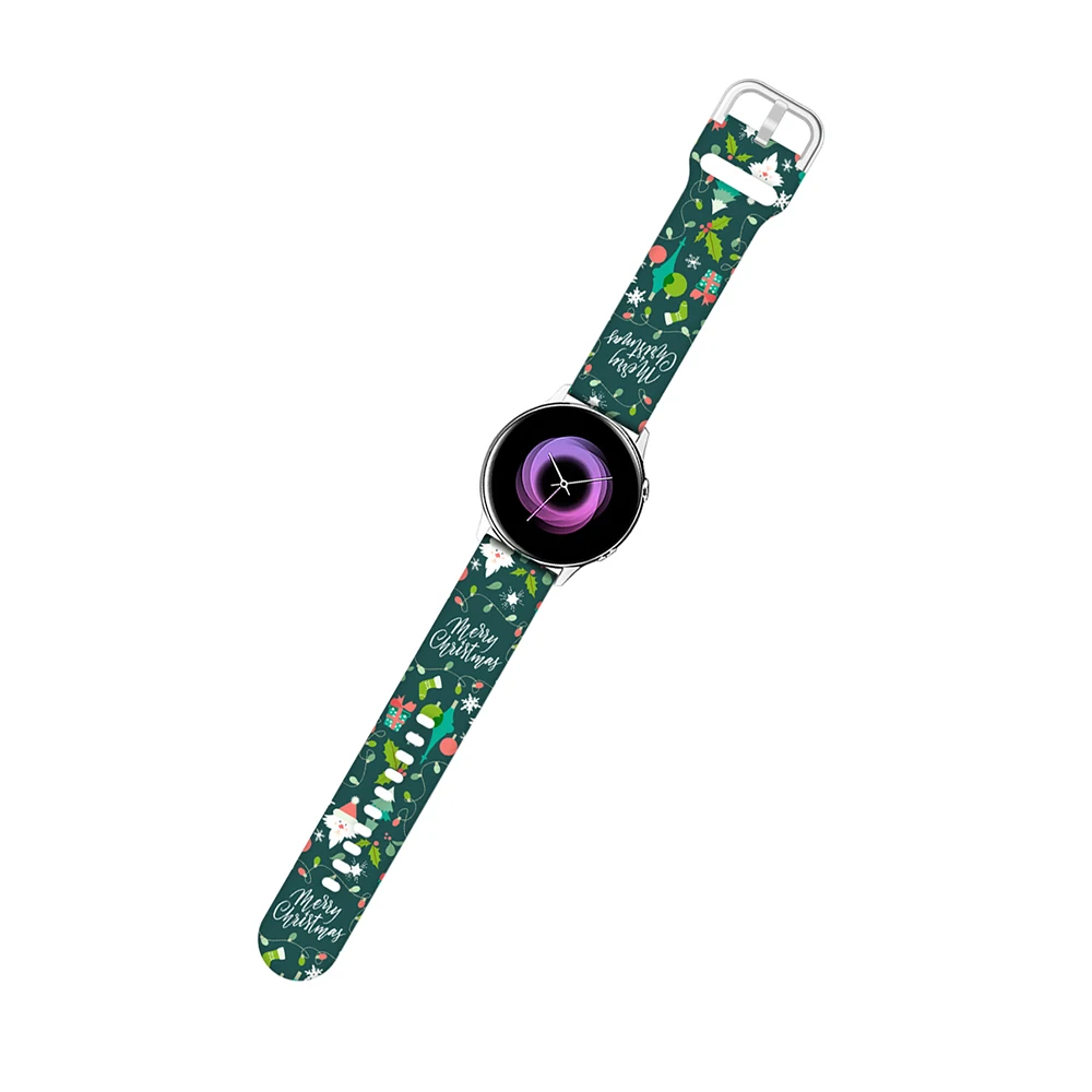 Festive Christmas Style Silicone Wristband - 20mm/22mm Adjustable Strap