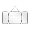 Square Modern Minimalist Metal Trifold Mirror Stainless Steel Wall Mounted Mirror Bathroom Dressing Table Decorative Mirror 5