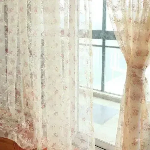 

20128-SS-Gauze Wave Jacquard Translucent Embroidered Screen Window Curtains for Living Room Bedroom