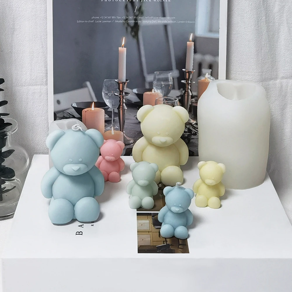 Cute Bear Silicone Mold Mini bear mold for Candle Making DIY Candle Mold Aromatherapy Plaster Soap Home Decor Gifts