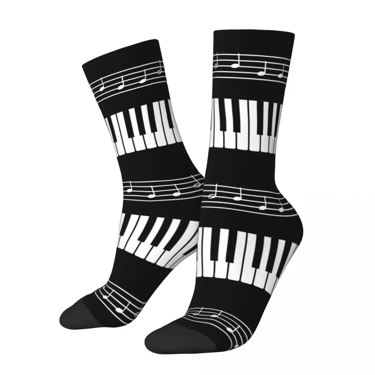 

Vintage Piano Organ Keyboard Men's Socks Music Notes Unisex Street Style Pattern Printed Happy Crew Sock Gift