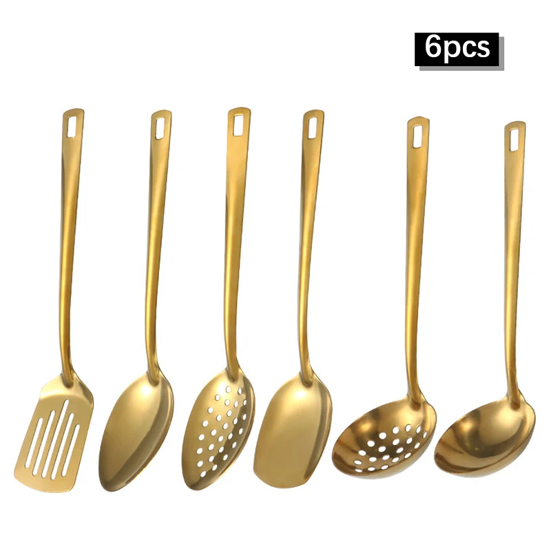 2/6pcs nerez ocel kitchenware sada domácí kreativní korejské zlatý polévka lžíce cedník horké hrnec lžíce kuchyň kucharské umení fritovací s