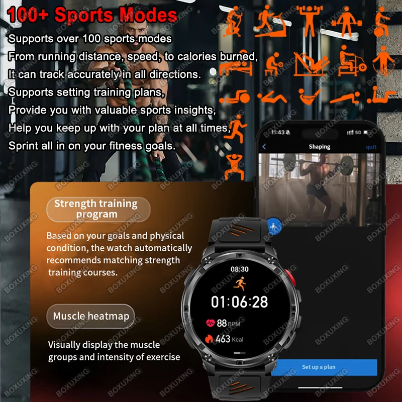 2026 New T-Rex 3 Ultra 1100mAh Smart Watch 5ATM Waterproof Outdoor Sports GPS Track Heart Rate Compass Bluetooth Call Smartwatch 4