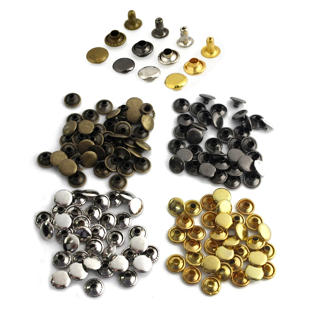 Metal Rivets Metal Studs Leather Rivets 100sets Metal Single Cap Rivets Studs 3mm-10mm Round DIY Leather Craft Bag Belt Garments Hat Shoes Pet Collar Decor