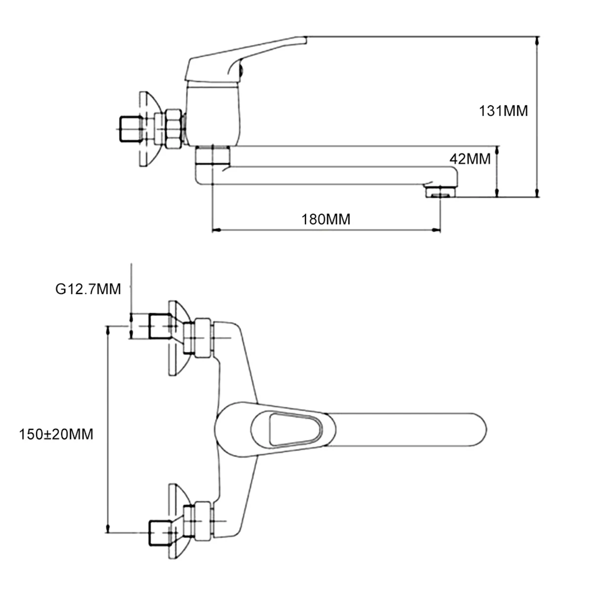 Wall Mounted Brass Kitchen Sink Faucet Mixer Tap