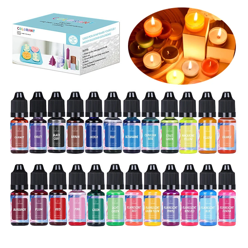 Juego de pigmentos para velas, colorante líquido para manualidades hechas a  mano, 24/20/16/18 colores - AliExpress