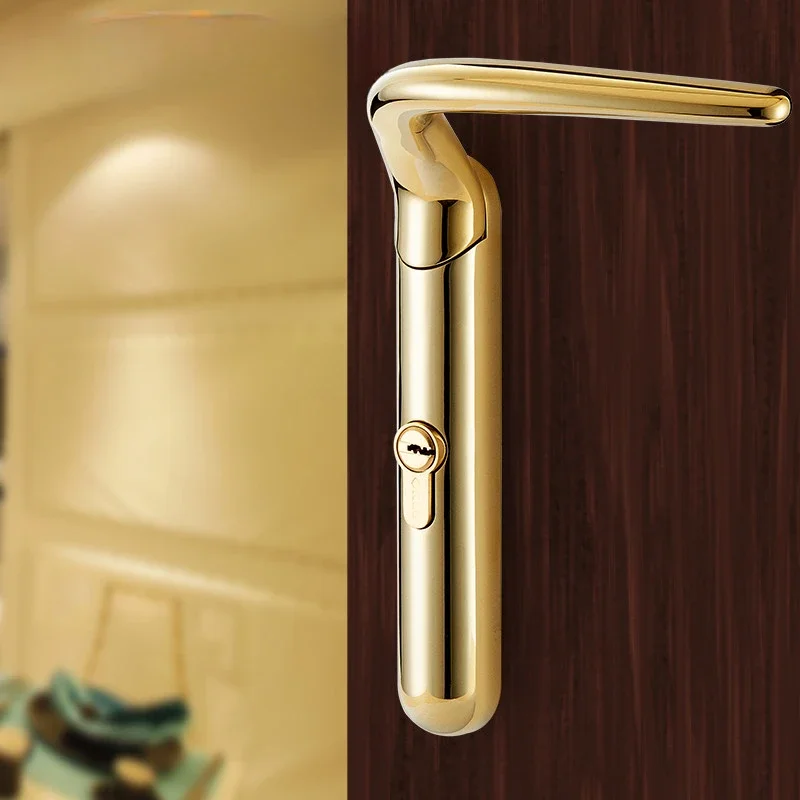 

Jufei European style indoor door lock, unique bedroom solid wood self priming door lock, simple and creative interior cowhorn