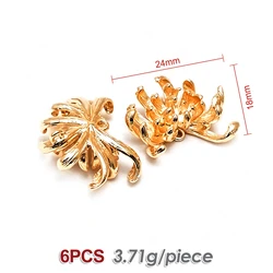 Elegant Brass Flower Charms in 18K Gold or Silver Finish - Set of 6 (60505 - 18K Gold Color)