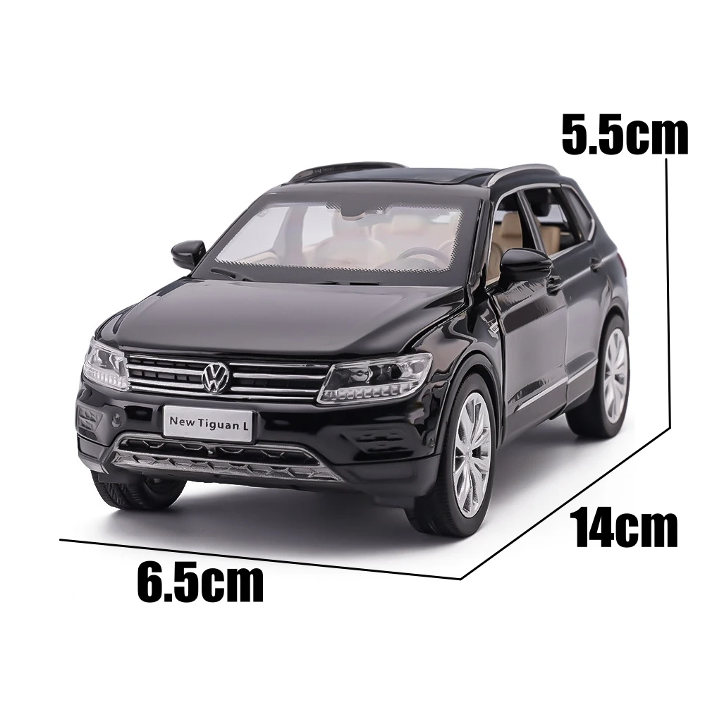 1/32 Volkswagen Tiguan L SUV Toy Car Model Diecast Alloy Miniature Pull Back Sound & Light Collection Gift for Children Boys Kid 2