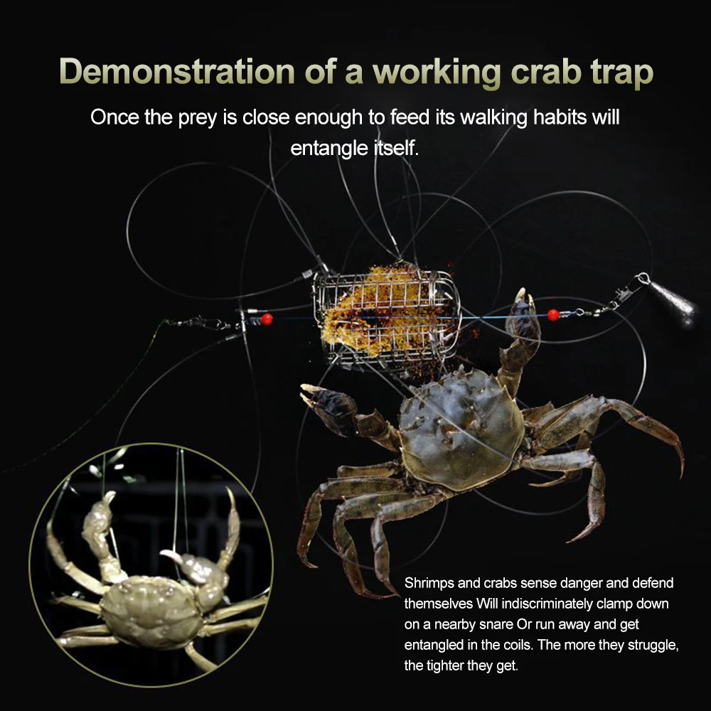 Crab Catching Tool Lure Trap Stainless Steel Bait Cage Fish Cage Feeder  Fishing Tackle Suitable Crab Shrimp Crawfish Trap Cage