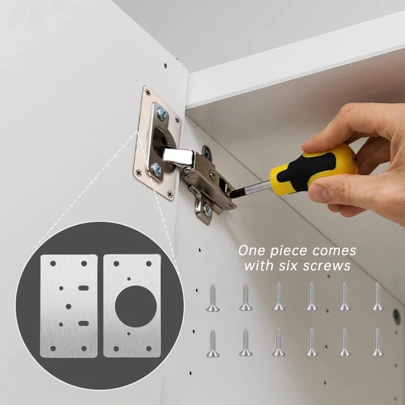 1/5pairs stainless steel cabinet hinge repair plates door furniture hinges
