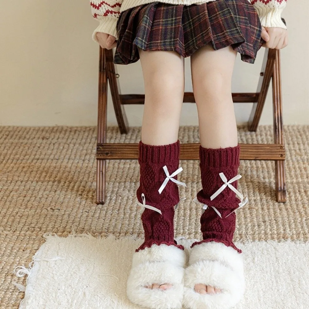 New Solid Color Leg Warmers Knitted Thickened Middle Tube Socks Lolita Harajuku Mid-Calf Sock Gift