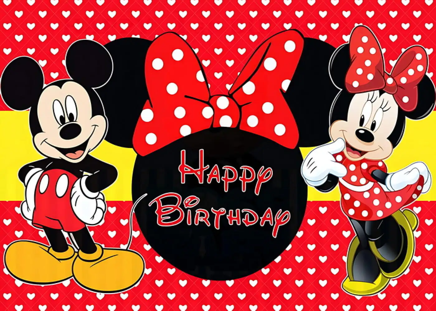 Birthday Backdrop Disney Cartoon Mickey Minnie Mouse Theme Children Happy Birthday Baby Shower Gender Revealing Photography Banner 1set