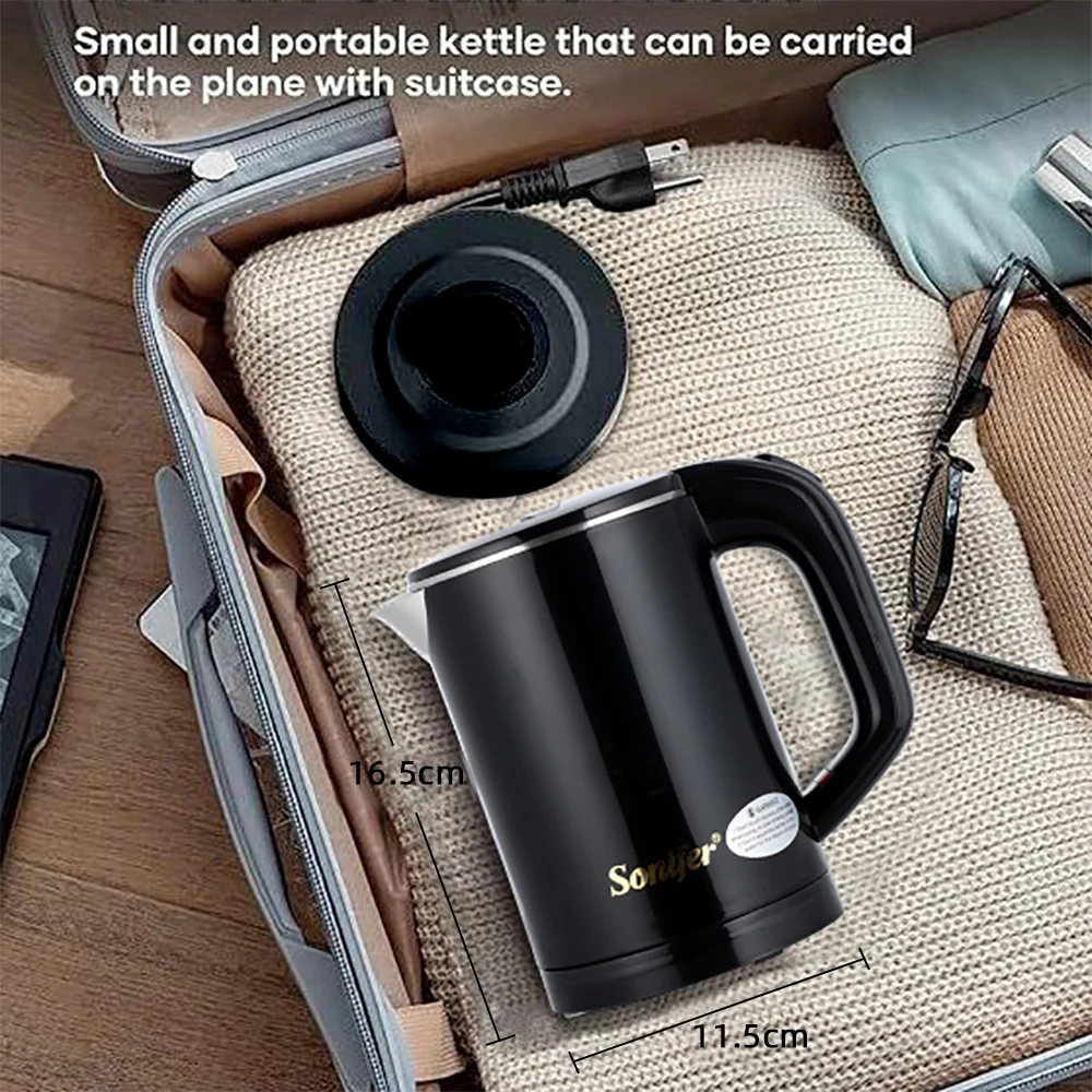 0.6L Travel Portable Electric Kettle 800W Energy Saving 304 stainless steel Mini Electric Tea Kettle Hot Water Pot 2