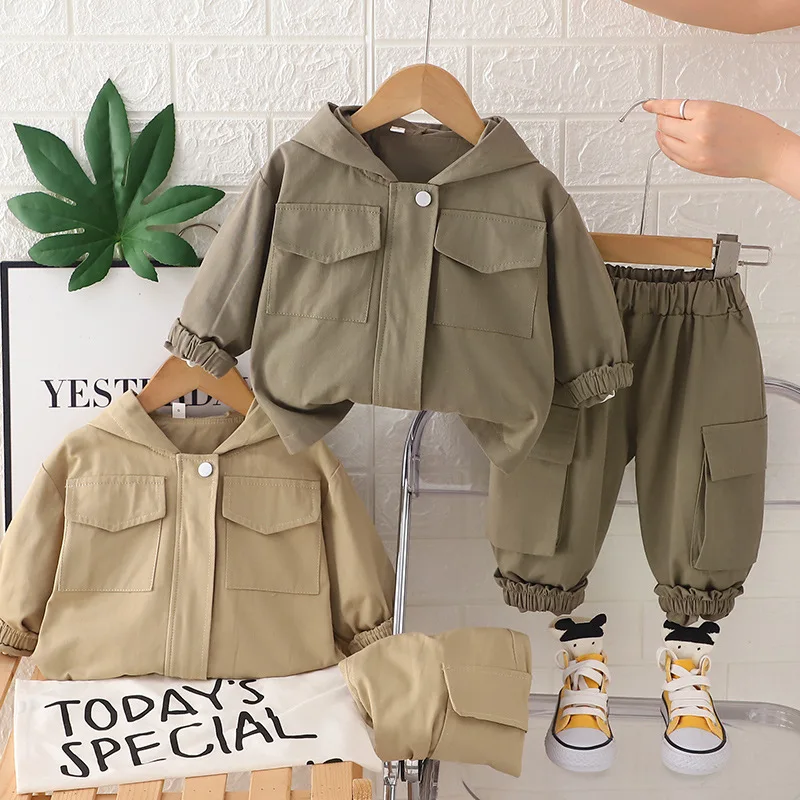 Autumn Kids Solid Color Windbreaker Set