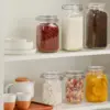 Glass Food Storage Jars with Airtight Clamp Lids Square Mason Jars  Kitchen Canisters for Flour Cereal Coffee Food Storage Jar 3