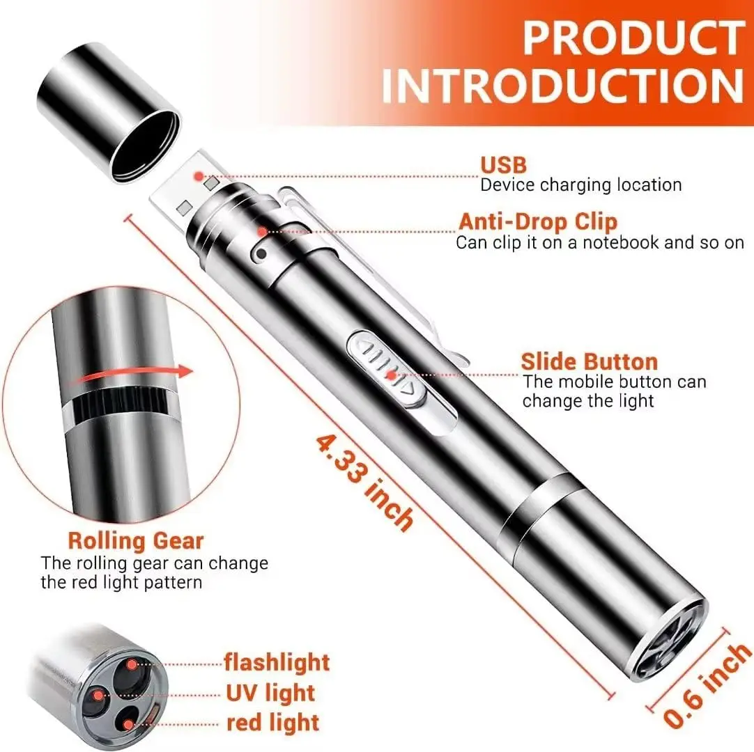 Cat Toys Laser Pointer with 5 Adjustable Patterns USB Recharge Laser Long Range Training Chaser Interactive Toy Dog Pen
