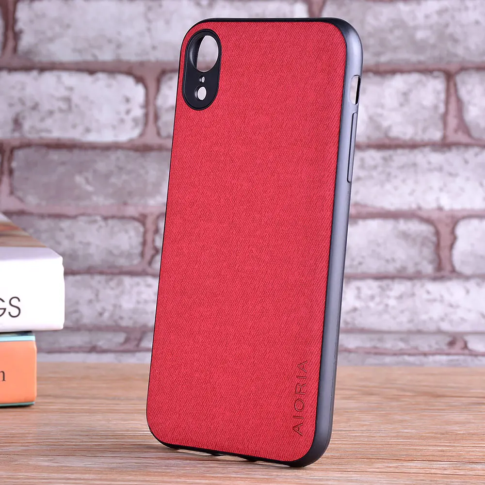 Luxury Textile Leather Skin Soft TPU Hard PC Phone Case Cover