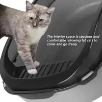 Semi-Enclosed Cat Litter Box Splashproof Kitten Toilet Tray Pet Cleaning Basin with High Sides for Indoor Use 4