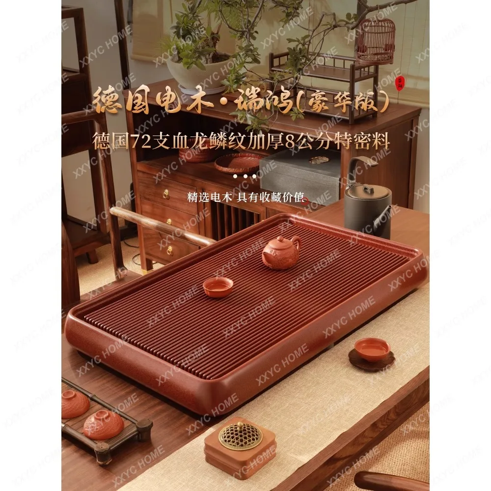 

Luxury Thickened Red Sandalwood Blood Dragon Pattern Bakelite Tea Tray Kung Fu Tea Cup Home Office Tea Table Support