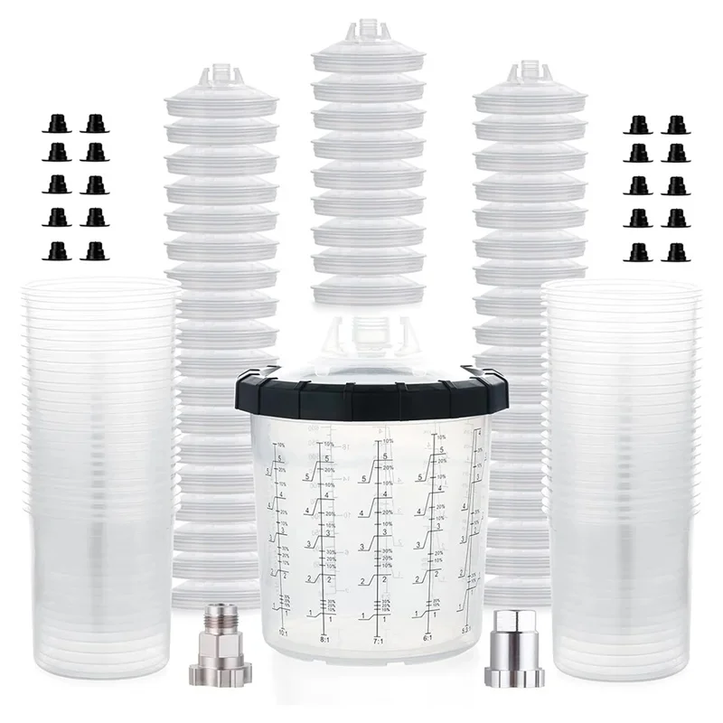 50개입 22온스(650ml) 페인트 컵 라이너 및 뚜껑 시스템 (자동차 스프레이 페인팅용)