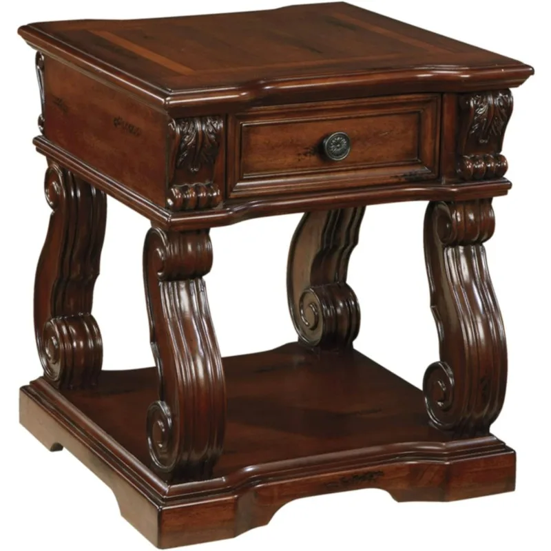

Signature Design By Ashley Alymere Traditional Square End Table, Hand-Finished with 1 Storage Drawer, Dark Brown