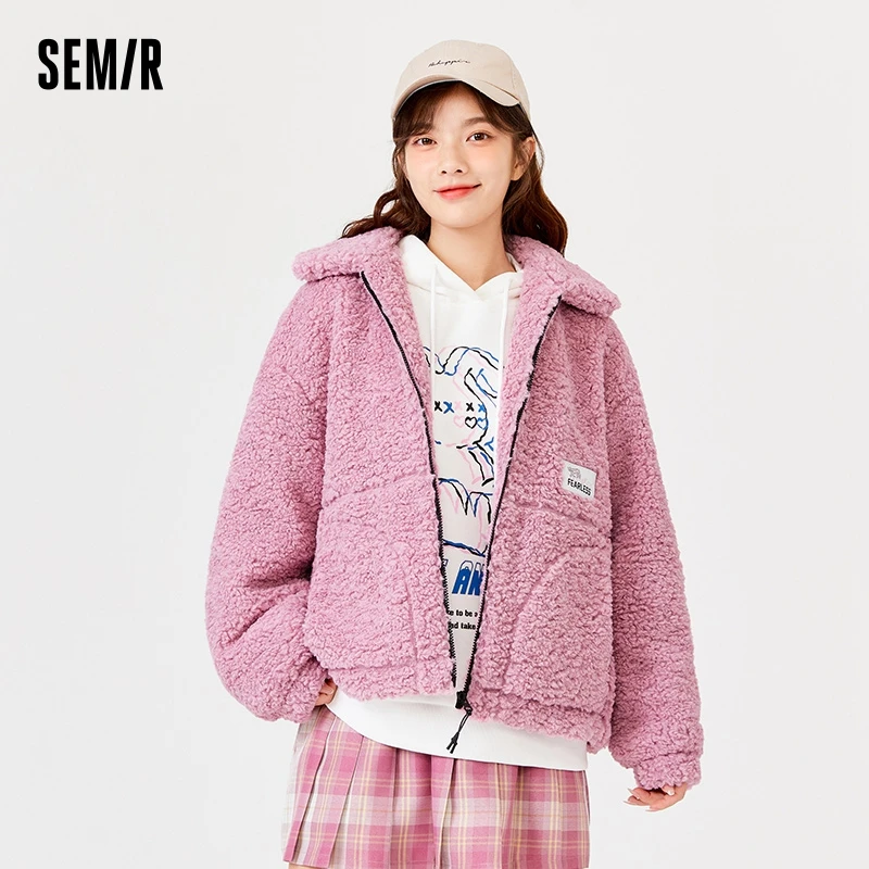 

Semir Jacket Women Imitation Lamb Wool Sweet 2021 Early Winter New Loose Sweet Cool Jacket