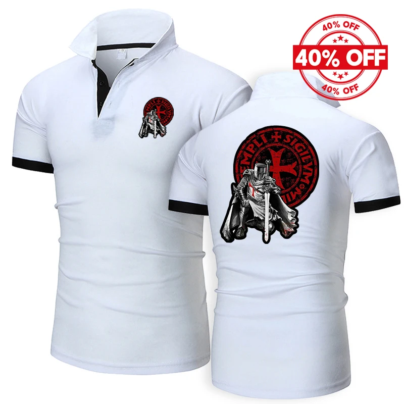 Mens Summer Short Sleeve Polo Shirt Knights Templar Pattern