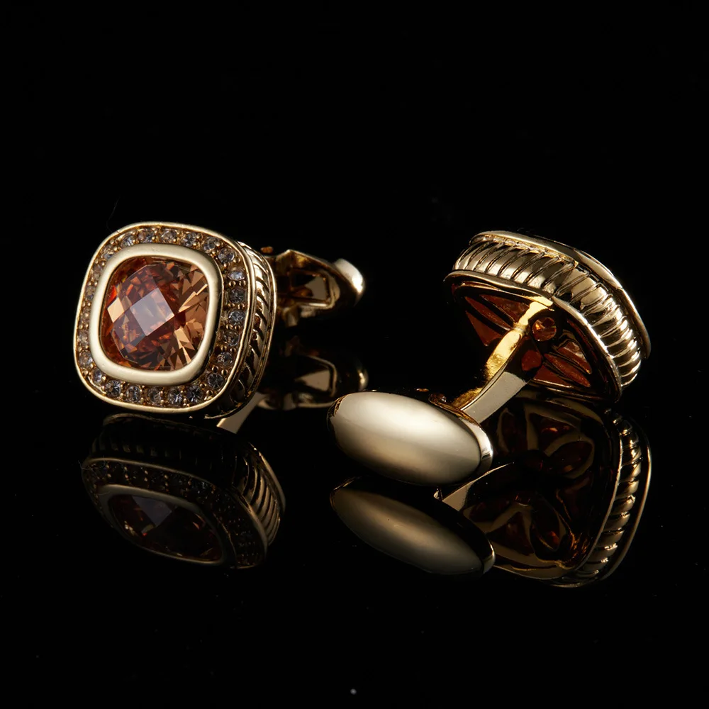 Tortoise Face Champagne Crystal Rhinestone Cufflinks For Mens French Style Shirt Business Wedding Groom Cuffs mens cufflinks