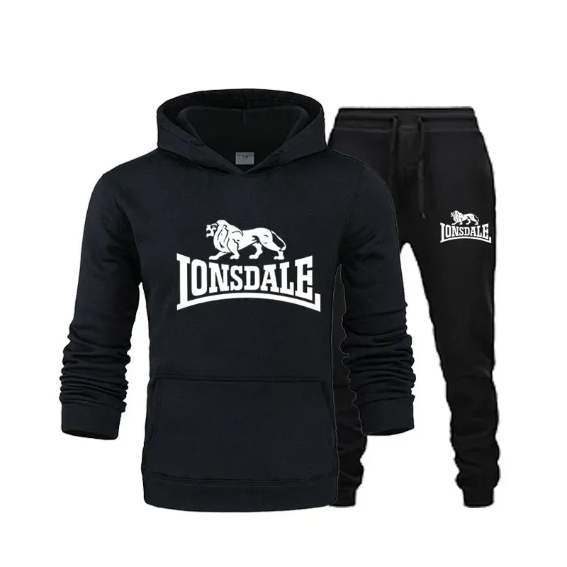 

Комплект спортивной одежды Lonsdale masculino, moletom e calça с капучинатором, roupa Спортивная повседневная одежда, outono e inverno, 2 штуки