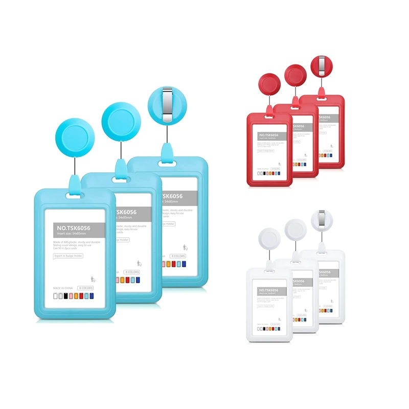 

Retractable Badge Holders Hard Plastic Sliding ID Badge Holder Id Badge Holder 3 Pack Light Blue