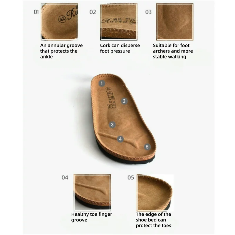 Closed Toe Slippers for Men and Women, Cow Suede microfiber Clogs, Retro Fashion, Beach Clog Slides, Cork Sole