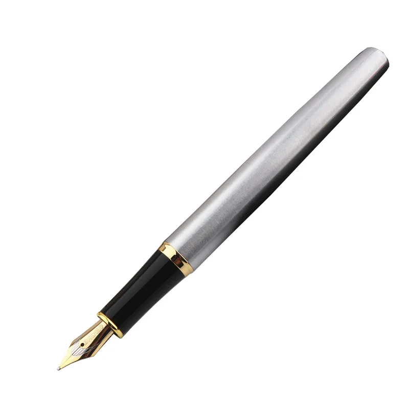 Fountain pen 388 Classic Stainless steel Business Medium Nib Fountain Pen Silver Golden Trim