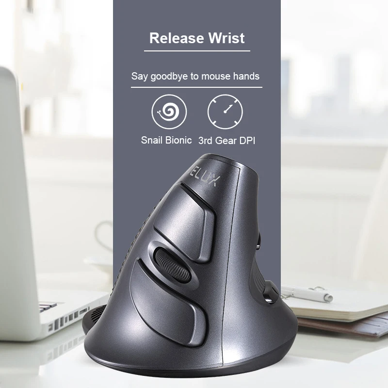 Rato Ergonômico Recarregável sem Fio Vertical do Jogo Rato Rgb Ótico Bluetooth 2.4g Ratos para Windows Mac 1600 Dpi para Pubg Lol - Imagem 5