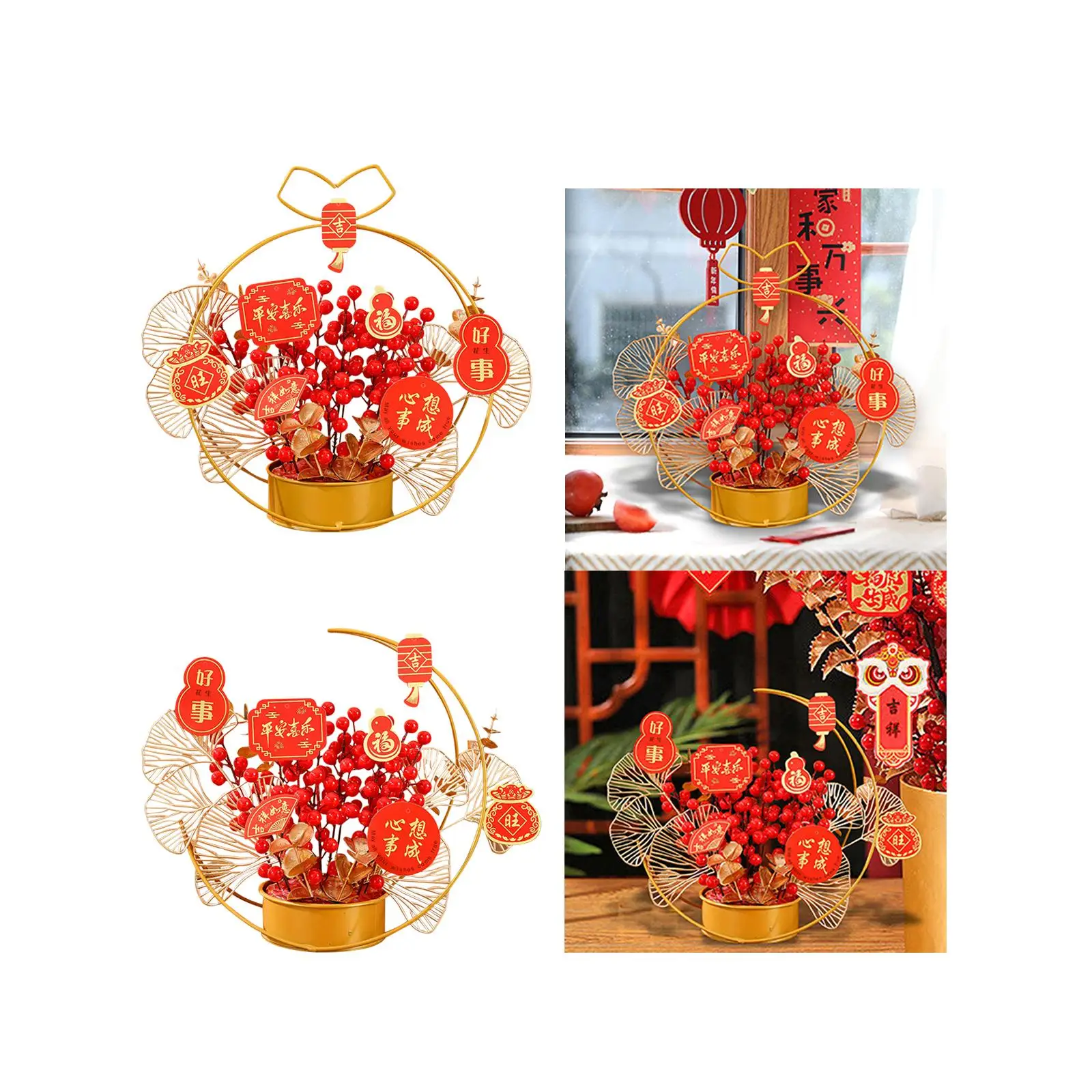Flower Basket Ornament Artificial Potted Flower for Office Apartment Wedding