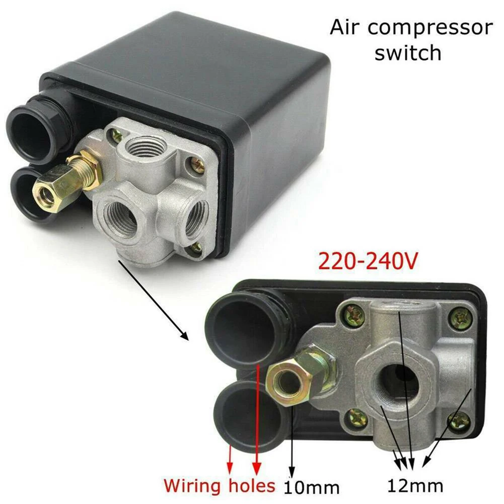 1089957960 air compressor pressure sensor for atlas copco pressure transmitters 40nm 1089 9579 60 Heavy Duty  Air Compressor Pressure Switch Control Valve Replacement Parts 90-120 PSI 240V 4 Port 1/4” BSP Switch Control Valve