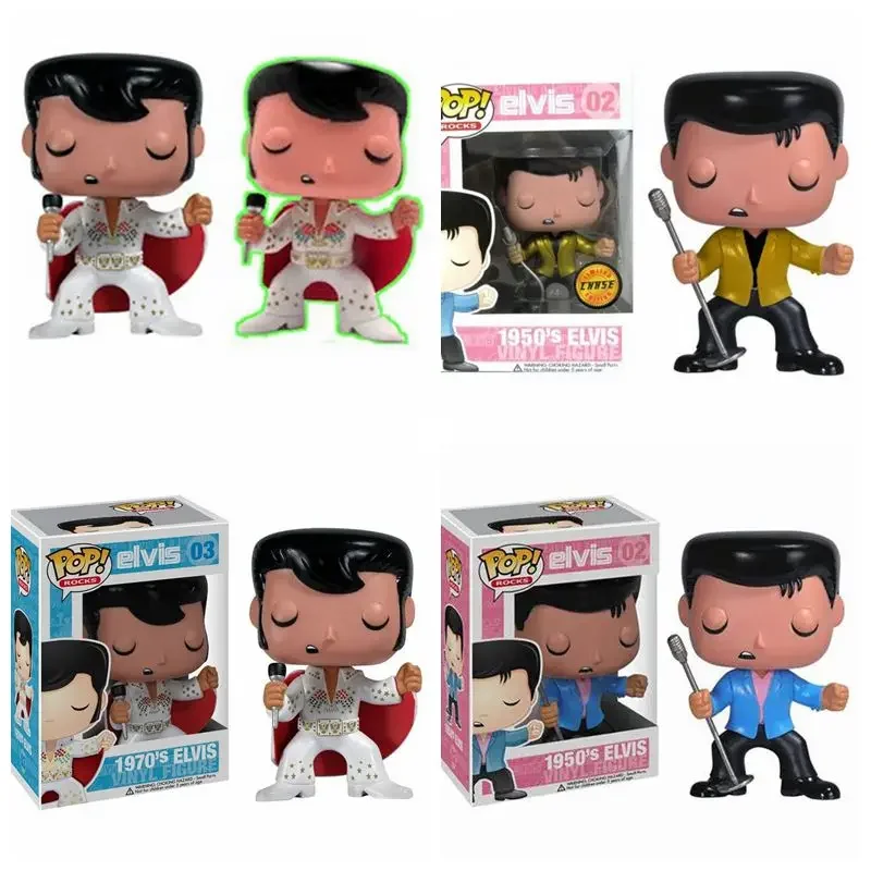 Funko Rocks 1950'S Elvis 02 # 1970'S 03 # Presley Doll 10Cm Modello Da Collezione Giocattolo Action Figure Giocattoli Regalo Per Bambini Ragazzi Ragaz